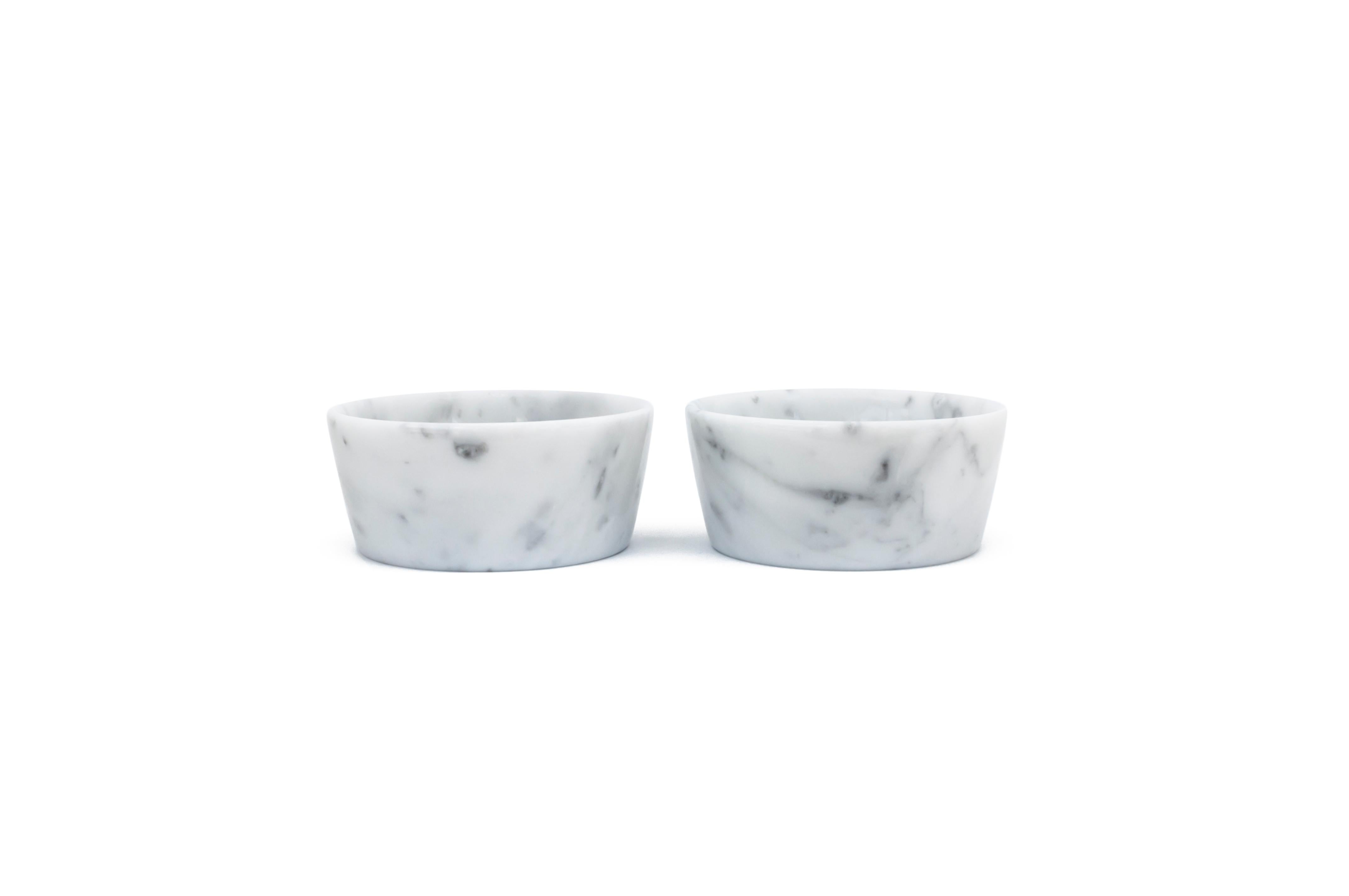 Italian White Carrara Marble Cats and Dogs Bowl