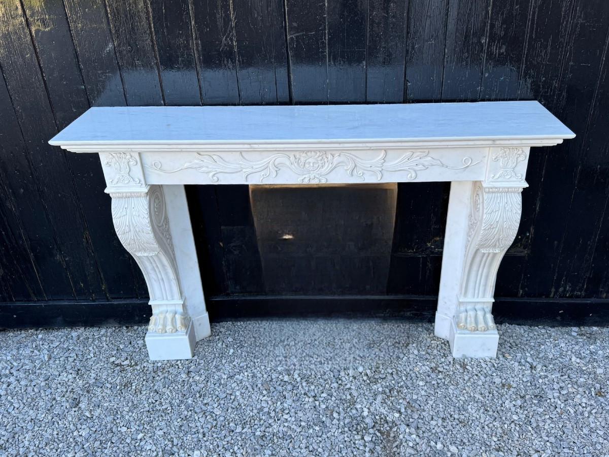 Mantello Charles X in marmo bianco di Carrara, XIX secolo in vendita 4