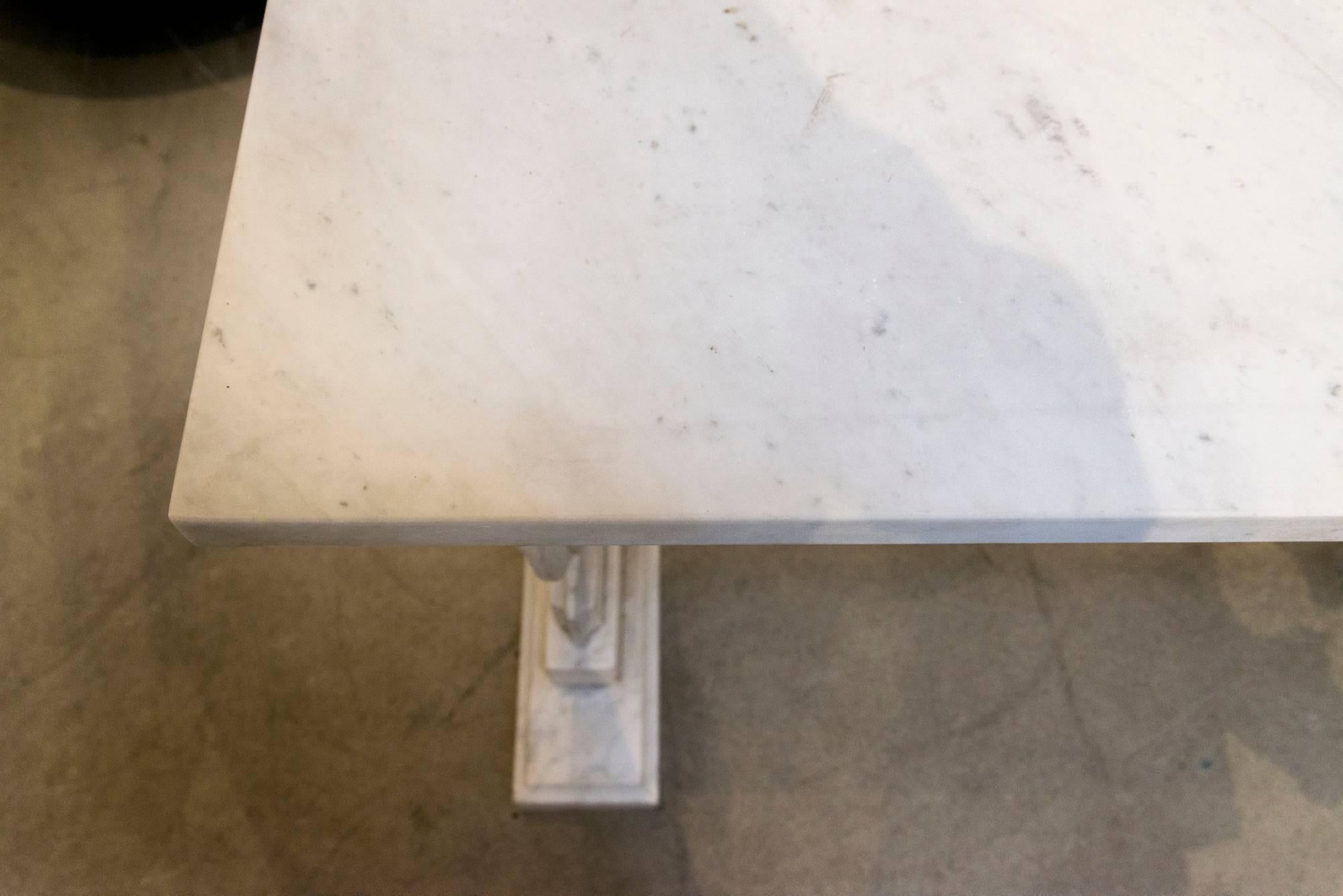 French White Carrara Marble Console Table or Work Table.