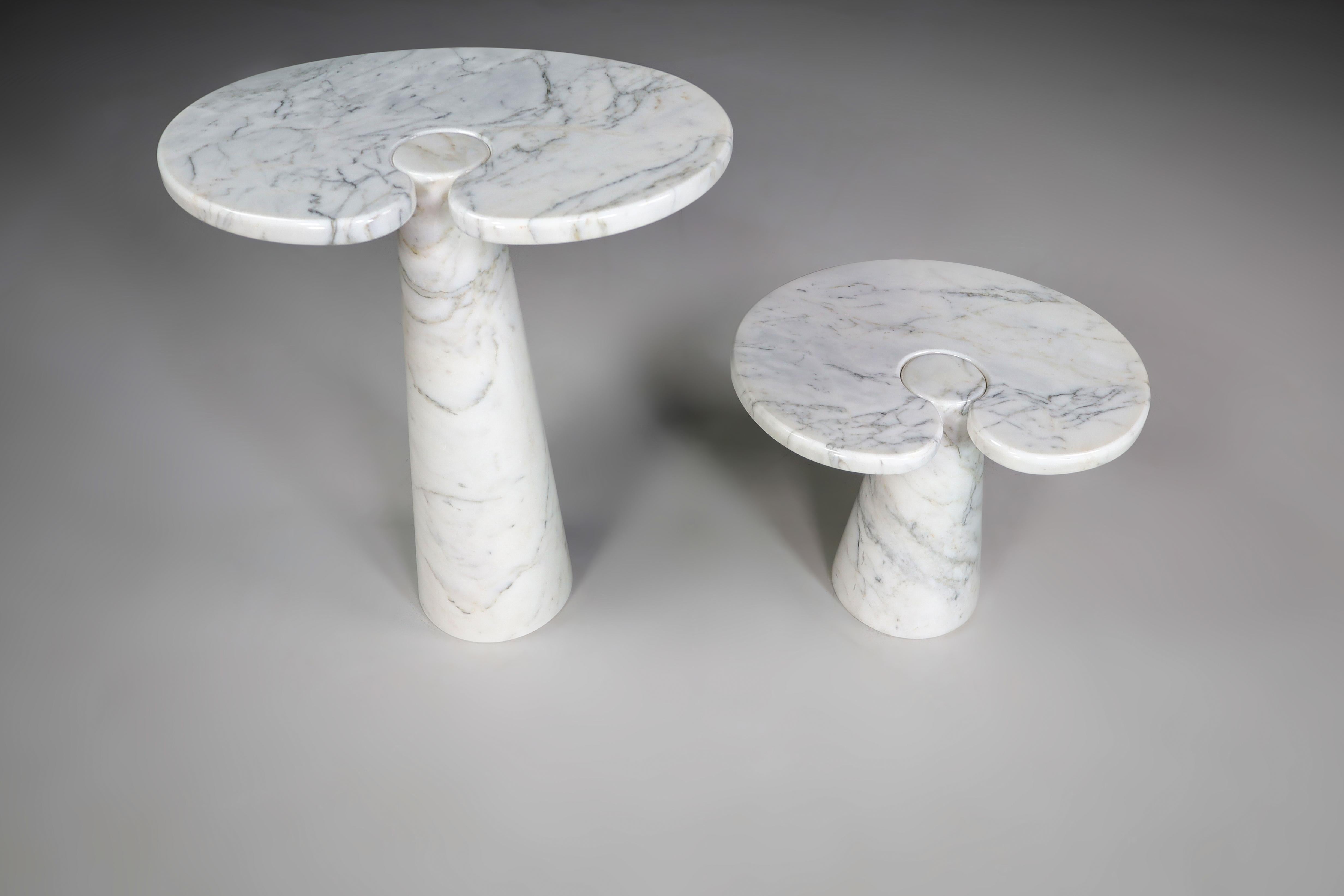 White Carrara Marble Console Tables Model ''Eros'' by Angelo Mangiarotti Italy For Sale 4