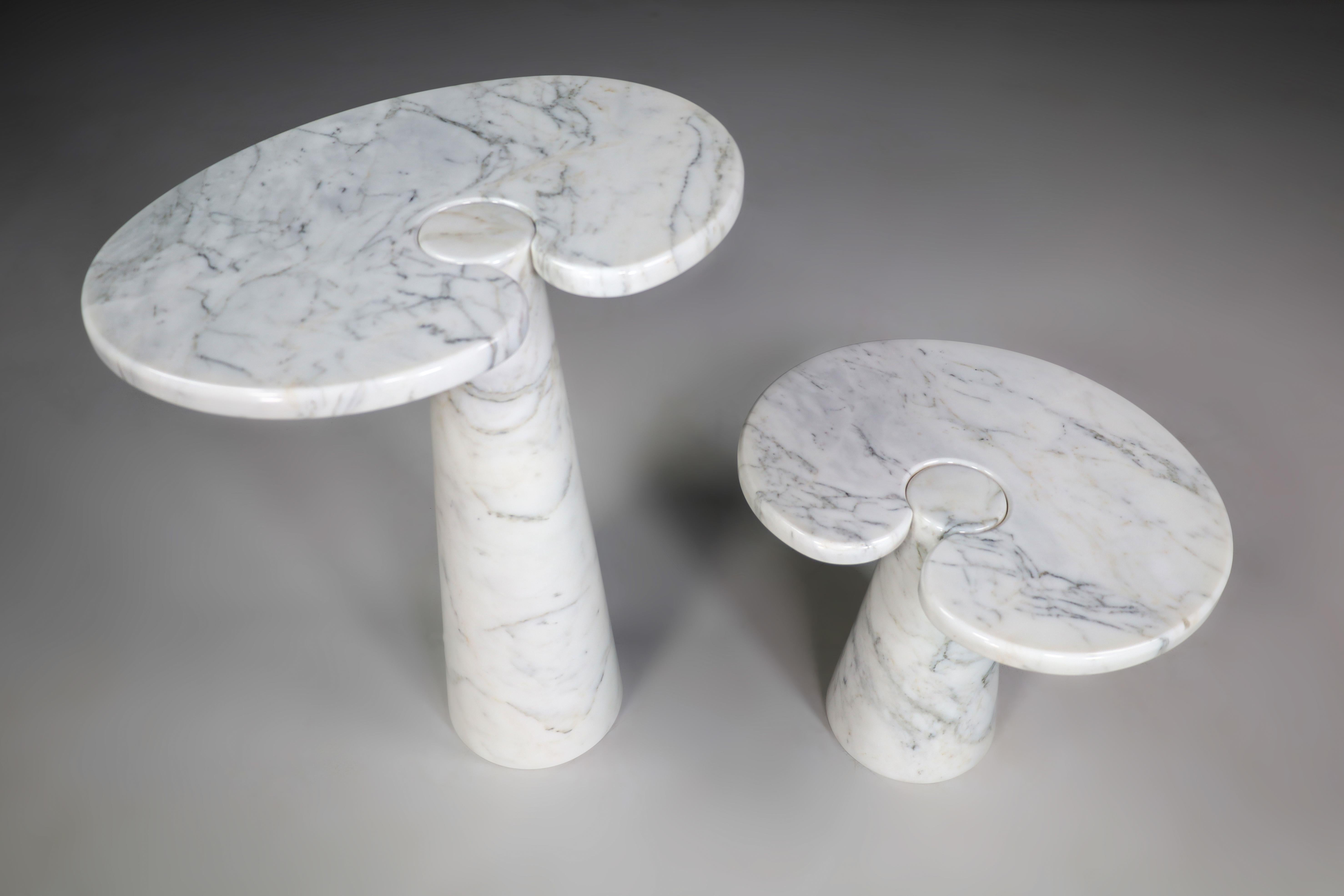 Konsolentische aus weißem Carrara-Marmor, Modell ''Eros'' von Angelo Mangiarotti, Italien im Angebot 6