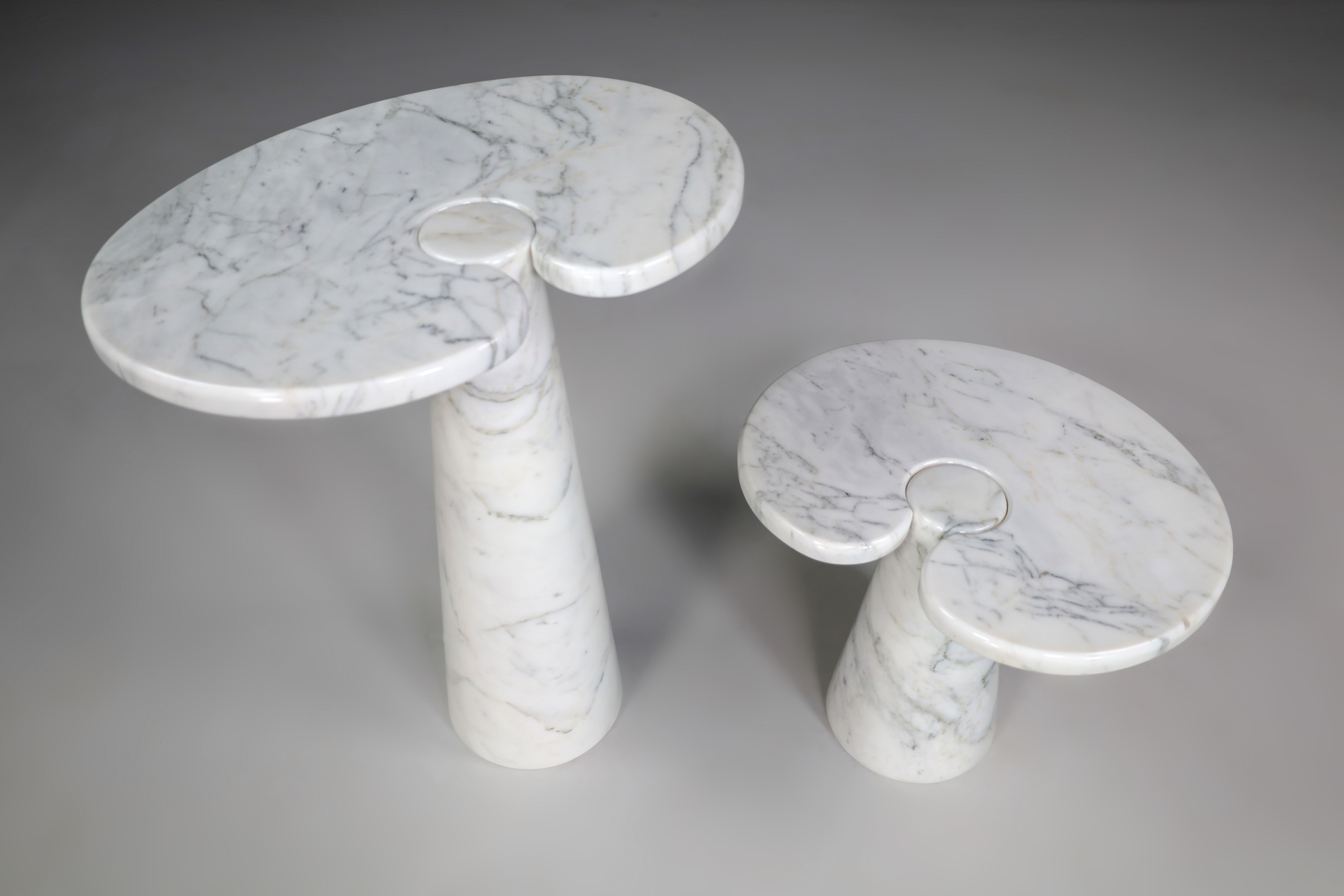 Italian White Carrara Marble Console Tables Model ''Eros'' by Angelo Mangiarotti Italy For Sale