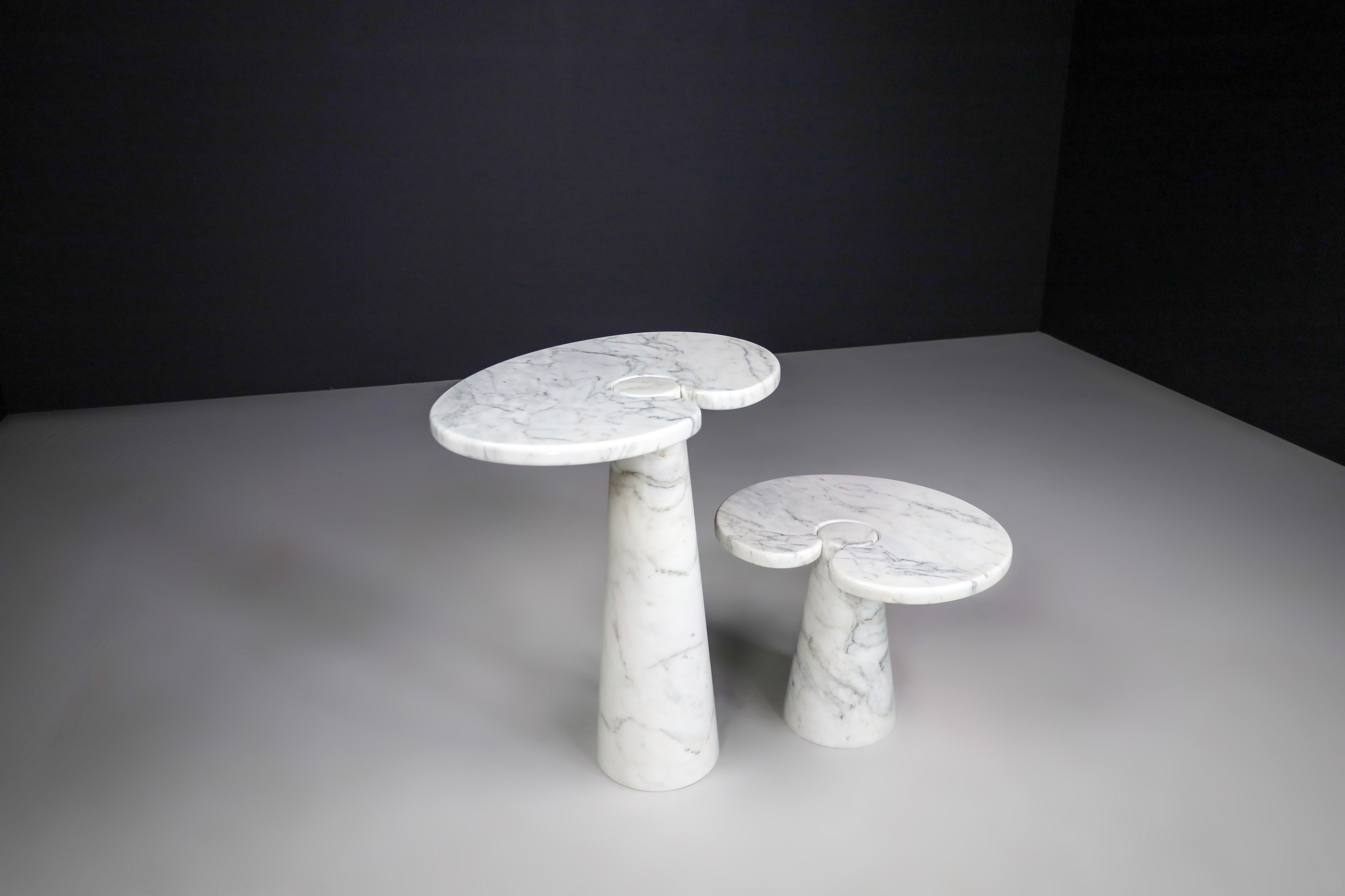 Late 20th Century White Carrara Marble Console Tables Model ''Eros'' by Angelo Mangiarotti Italy For Sale