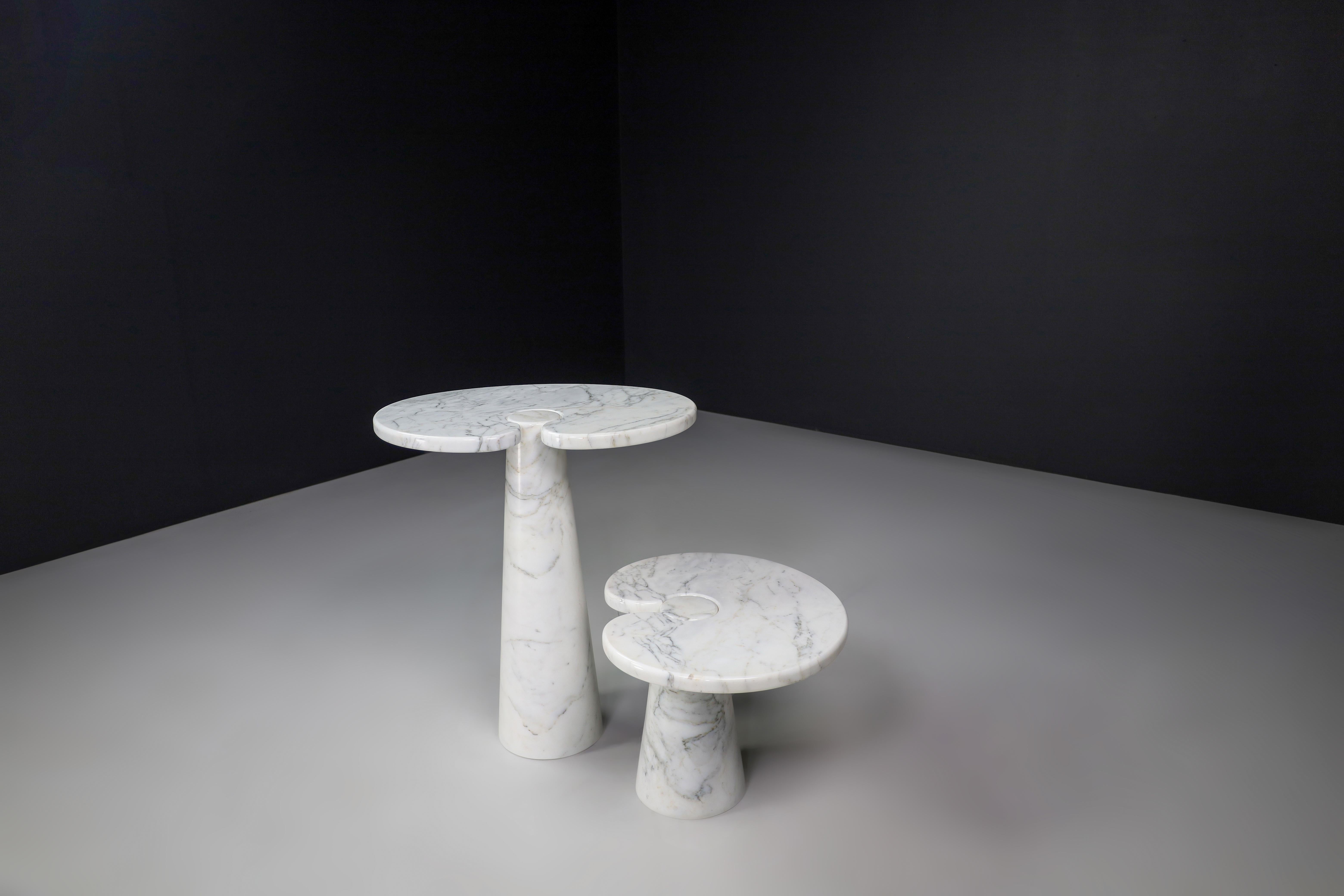 White Carrara Marble Console Tables Model ''Eros'' by Angelo Mangiarotti Italy For Sale 1
