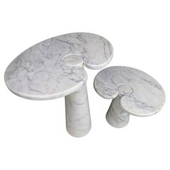 White Carrara Marble Console Tables Model ''Eros'' by Angelo Mangiarotti Italy