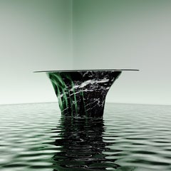 Marble Dining Table with Oval Glass Tabletop