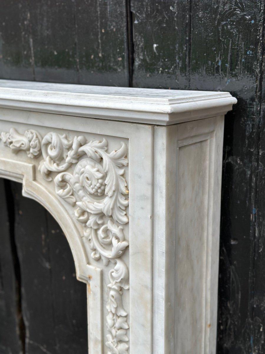 French White Carrara Marble Fireplace Circa 1880 For Sale