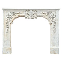 Antique White Carrara Marble Fireplace Circa 1880