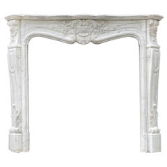 White Carrara Marble Fireplace Louis XV Style