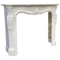 White Carrara Marble Fireplace Louis XV Style