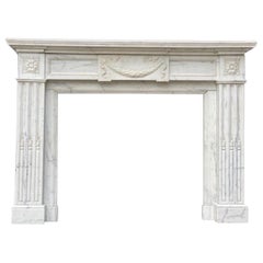 White Carrara Marble Fireplace Louis XVI Style