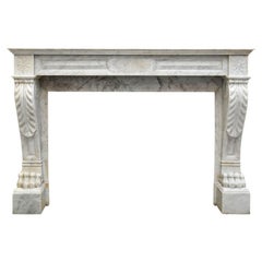 White carrara marble fireplace mantel 19th Century