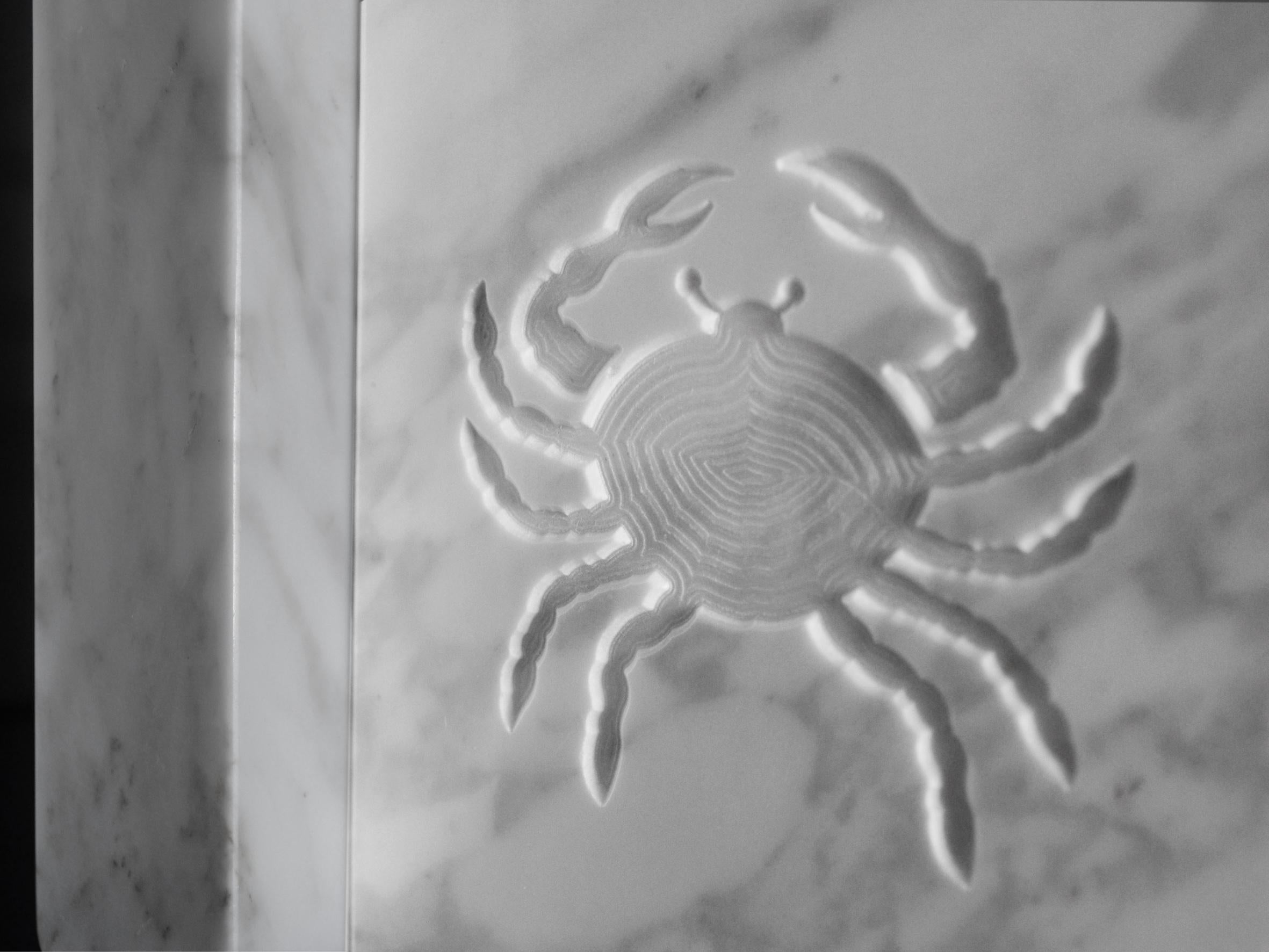 Marble bookends White Carrara Marble Inlaid Zodiac  made in Italy bookends In New Condition In Rimini, IT