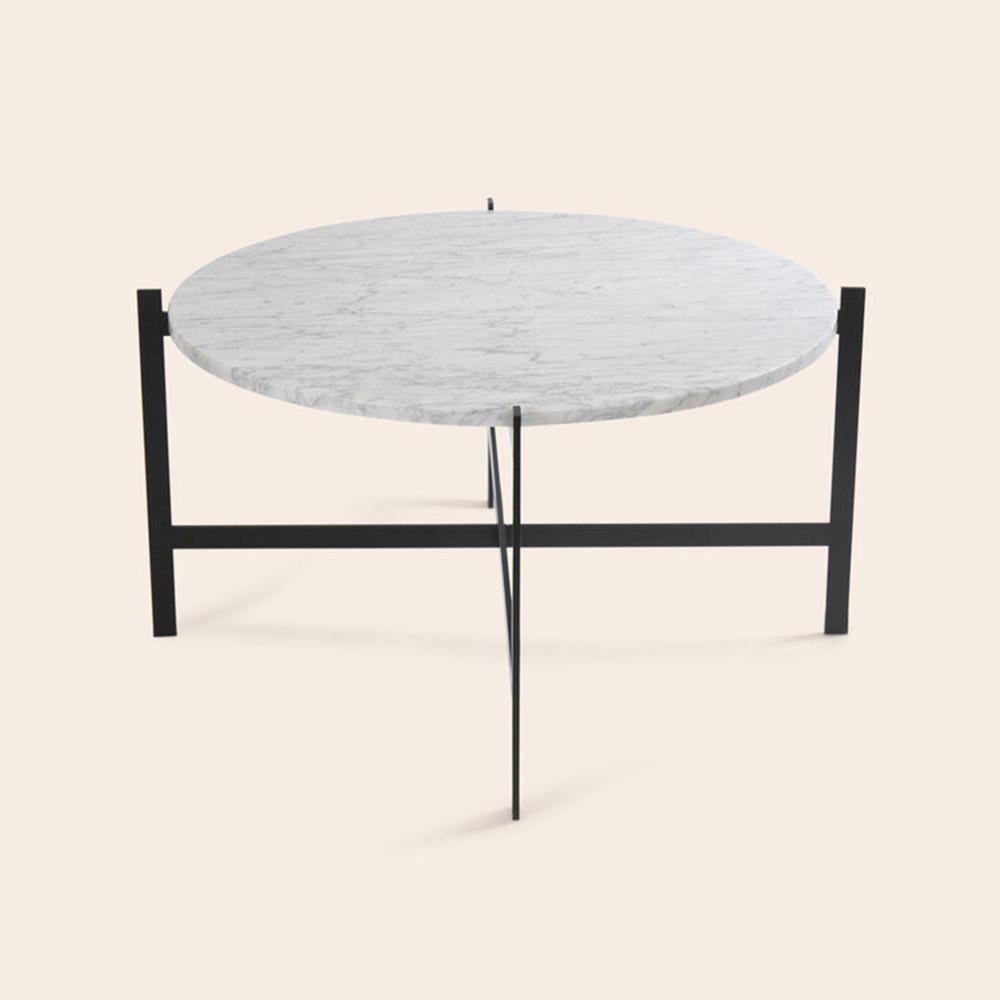 White Carrara marble large deck table by OxDenmarq
Dimensions: D 87 x W 87 x H 45 cm
Materials: Steel, White Carrara Marble
Also Available: Different size and top options available.

OX DENMARQ is a Danish design brand aspiring to make