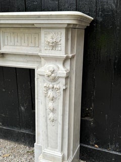 White Carrara Marble Louis XVI Mantel circa 1880