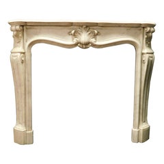 White Carrara marble mantle fireplace, richly carved, France