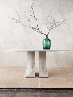White Carrara Marble Oval Dining Table by Carlo Scarpa, Italy, 1970s