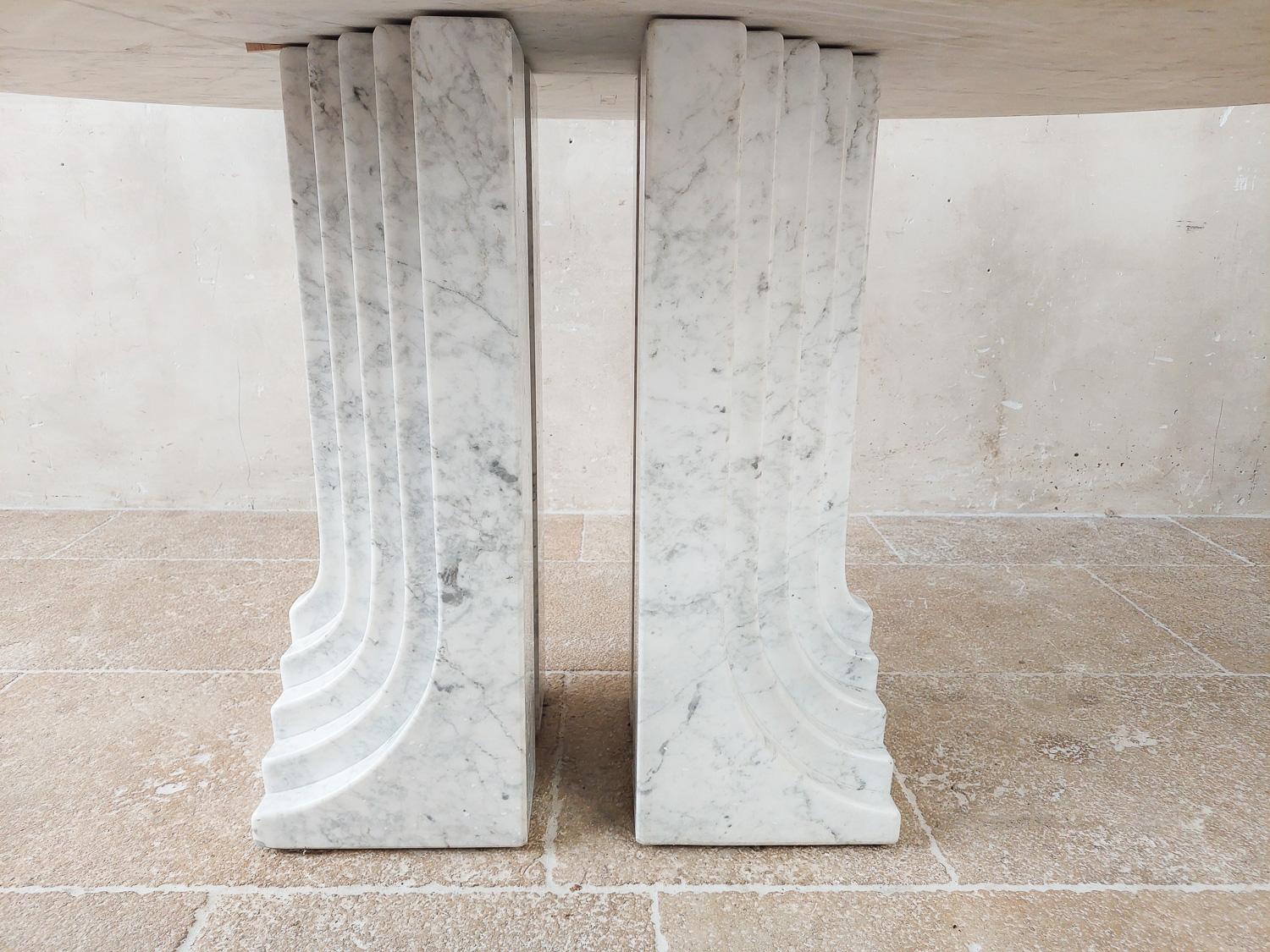 White Carrara Marble Oval Dining Table by Carlo Scarpa, Italy, 1970s 1