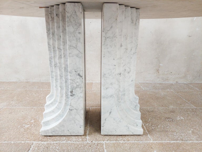 White Carrara Marble Oval Dining Table by Carlo Scarpa, Italy, 1970s For Sale 1