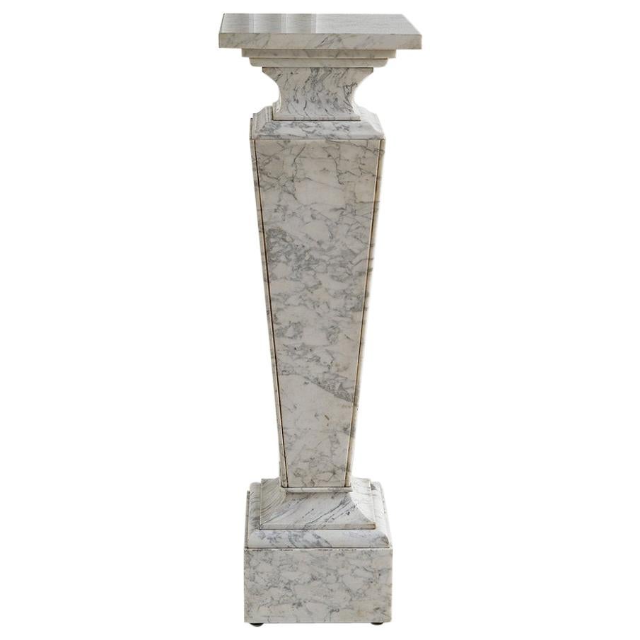 White Carrara Marble Pedestal with Rotating Top