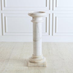 White Carrara Marble Round Pedestal with a Square Base