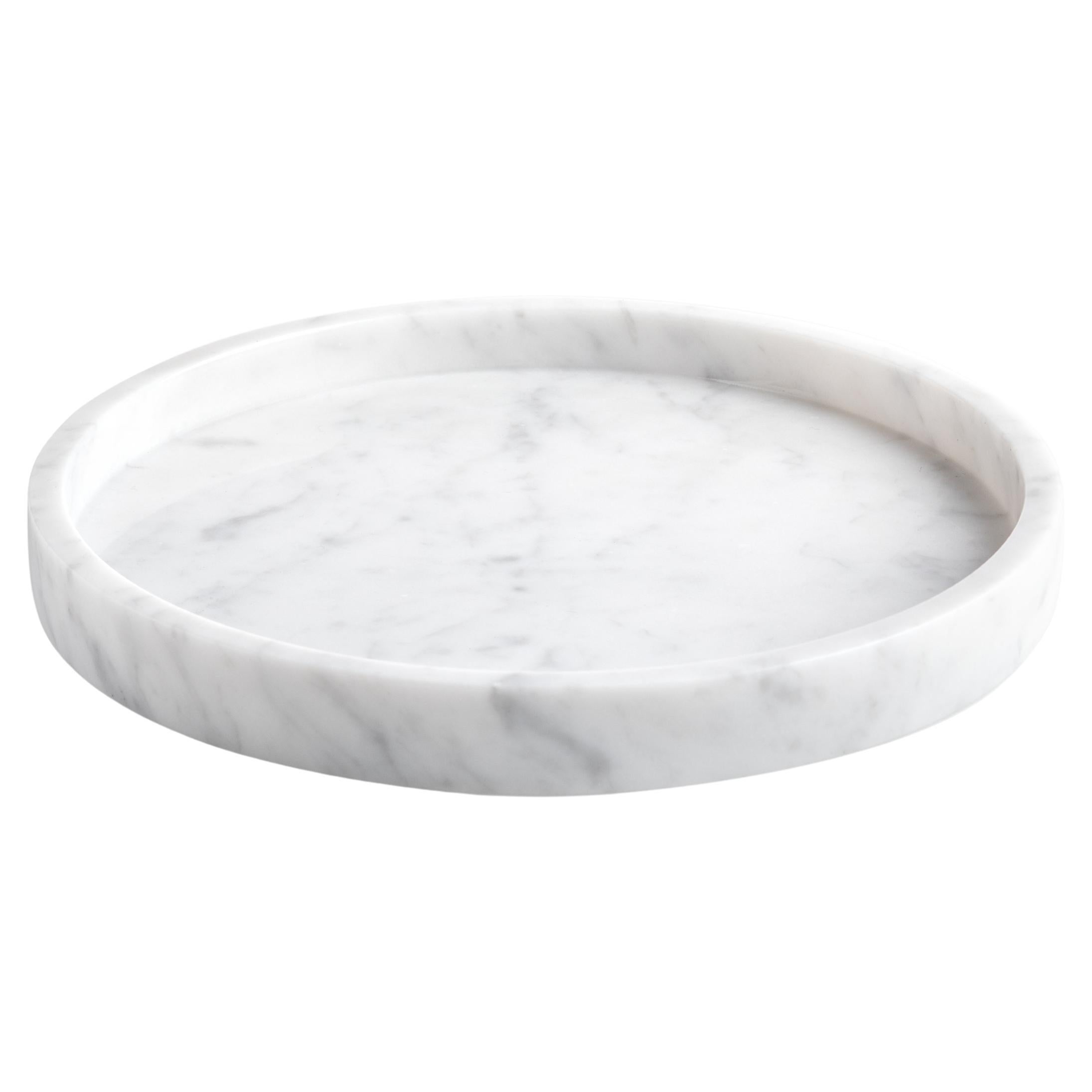 Bandeja redonda de mármol blanco de Carrara en venta