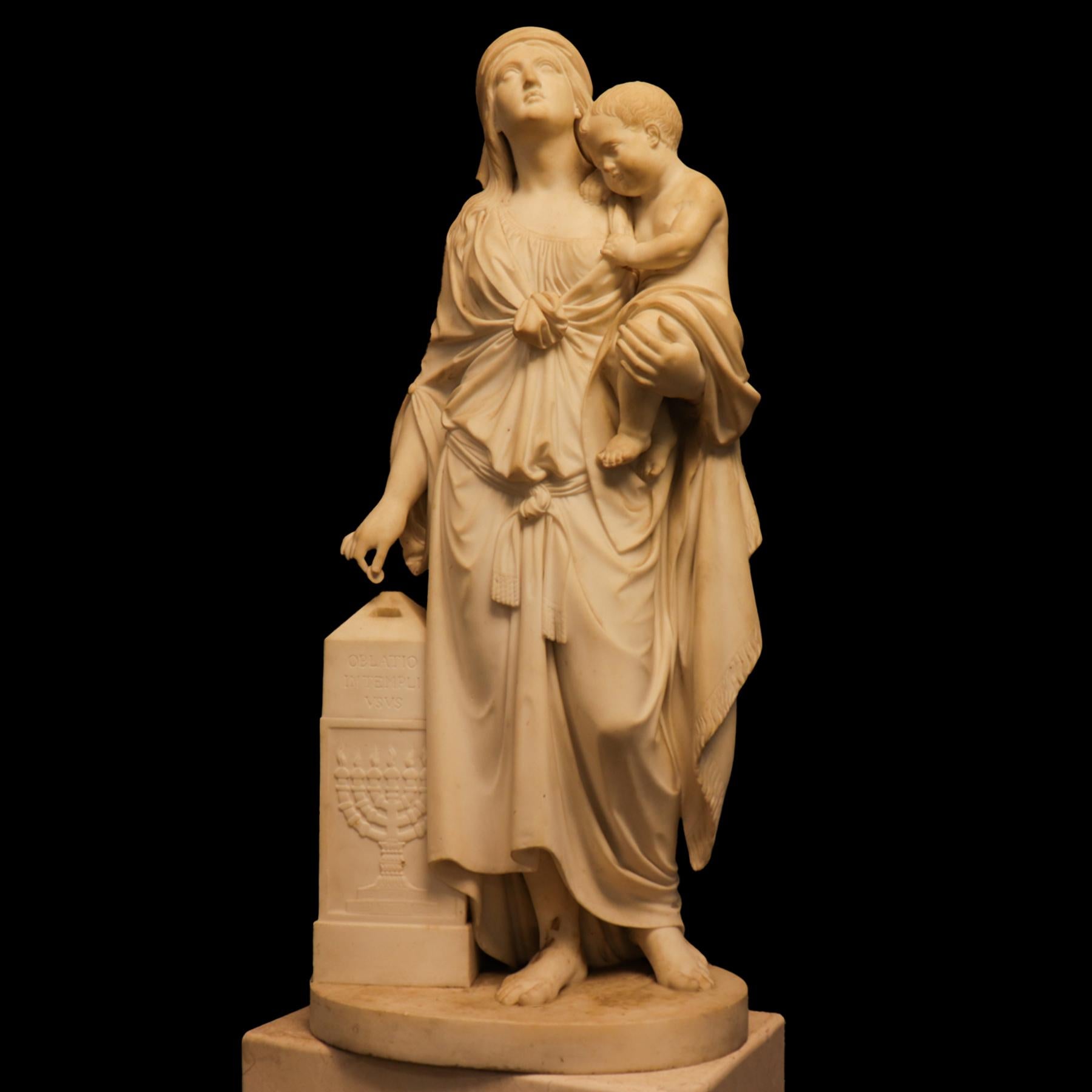 Skulptur von Hannah und Samuel aus weißem Carrara-Marmor von F. Andrei. Inv. E. im Zustand „Hervorragend“ im Angebot in New York, NY