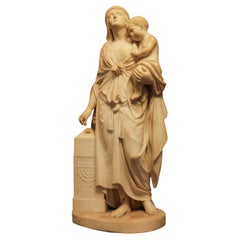 Antique White Carrara marble sculpture of Hannah and Samuel by F. Andrei. Inv. E.