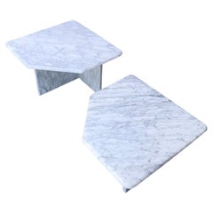 White carrara marble side table Germany 1970s, set of 2