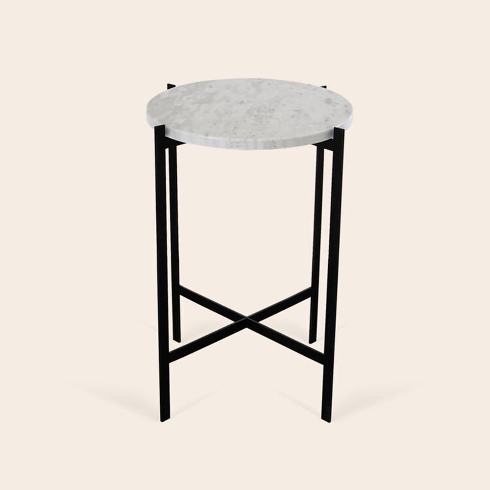 White Carrara Marble Small Deck Table by OxDenmarq
Dimensions: D 43 x W 43 x H 55 cm
Materials: Steel, White Carrara Marble
Also Available: Different top options available,

OX DENMARQ is a Danish design brand aspiring to make beautiful