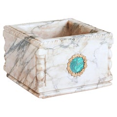 White Carrara Marble Square Planter, France 20th Century