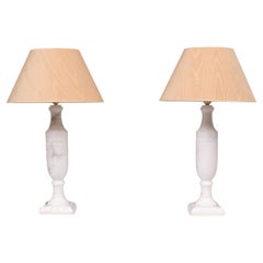White Carrara  Marble Table lamps Classical Greek  Italy 1980s 