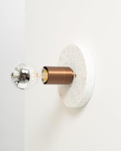 White Carrara Marble Terrazzo Silver Mirror Bulb Wall Sconce by Lights of London