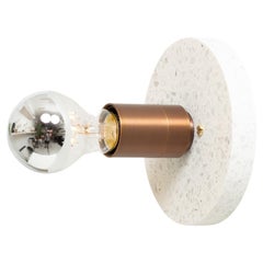 White Carrara Marble Terrazzo Silver Mirror Bulb Wall Sconce by Lights of London