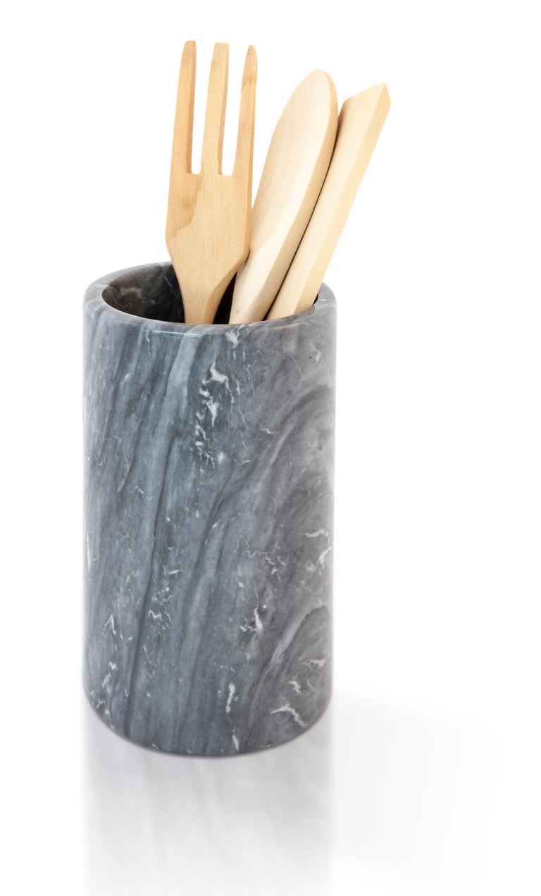 White Carrara Marble Utensil Holder at 1stdibs