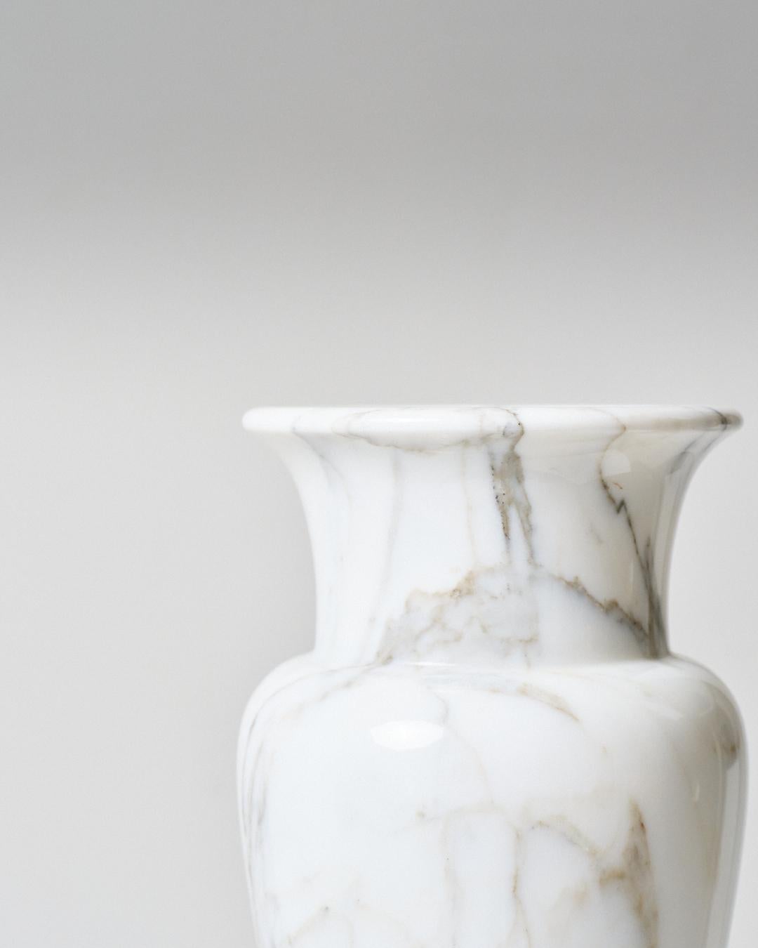 Post-Modern White Carrara marble vase, 1970s For Sale