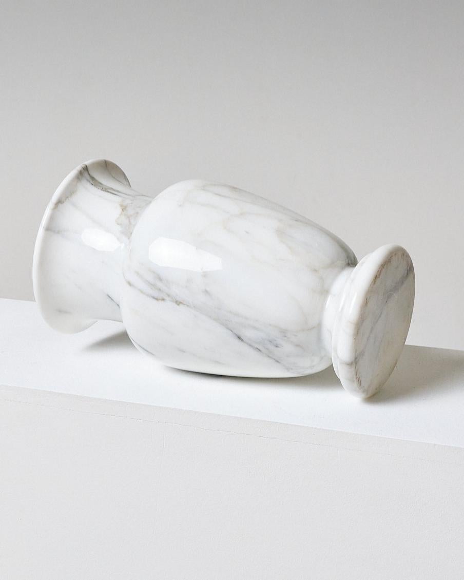 Marble White Carrara marble vase, 1970s For Sale