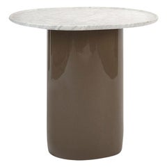 White Carrara Oval Marble-Top with Lacquered Base Side Table, B&B Italia