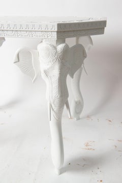 1940s Anglo-Indian Coffee Table with Carved Elephant Legs