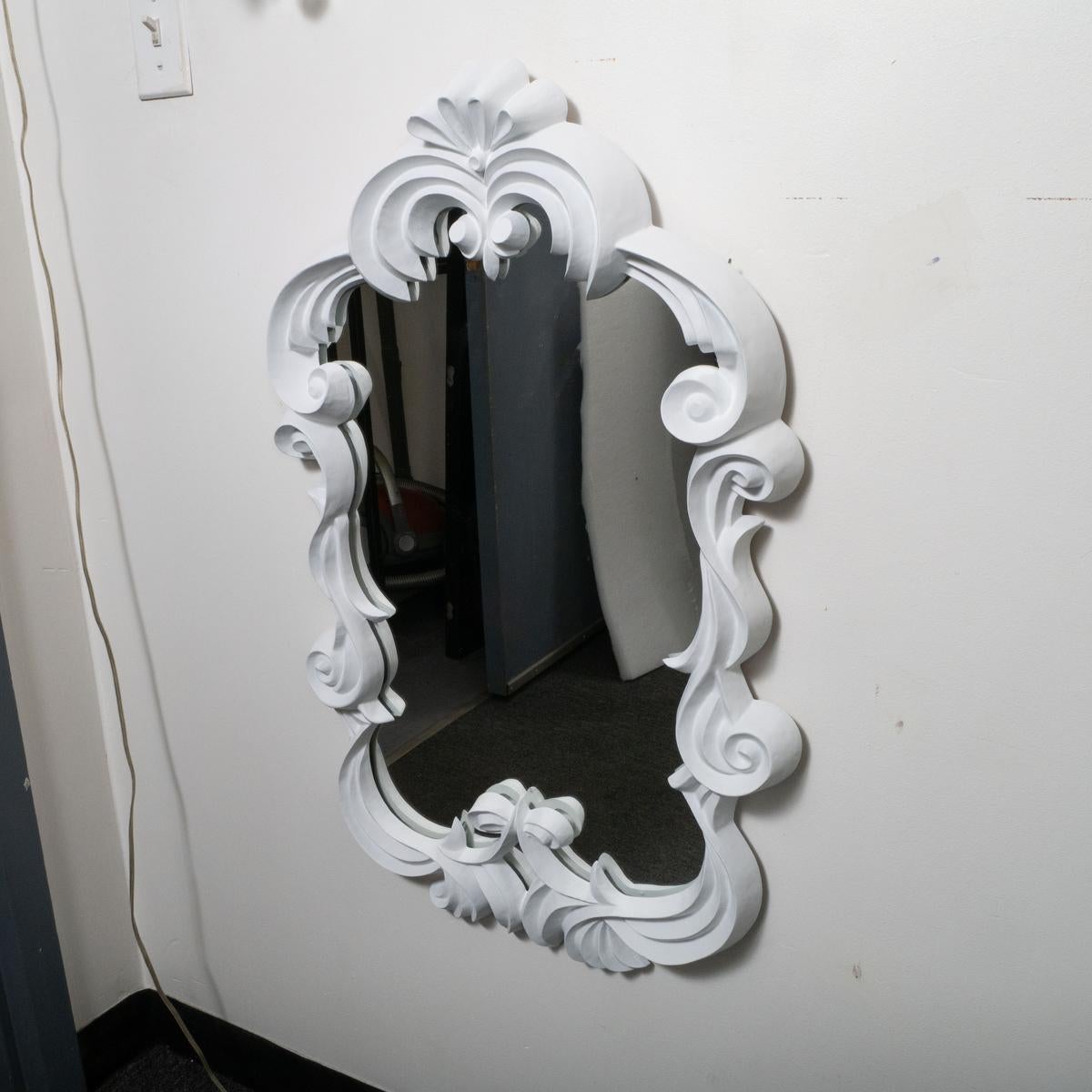 American White carved wood mirror For Sale