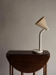 White Carved Wood Table Lamp, Sweden 1960s