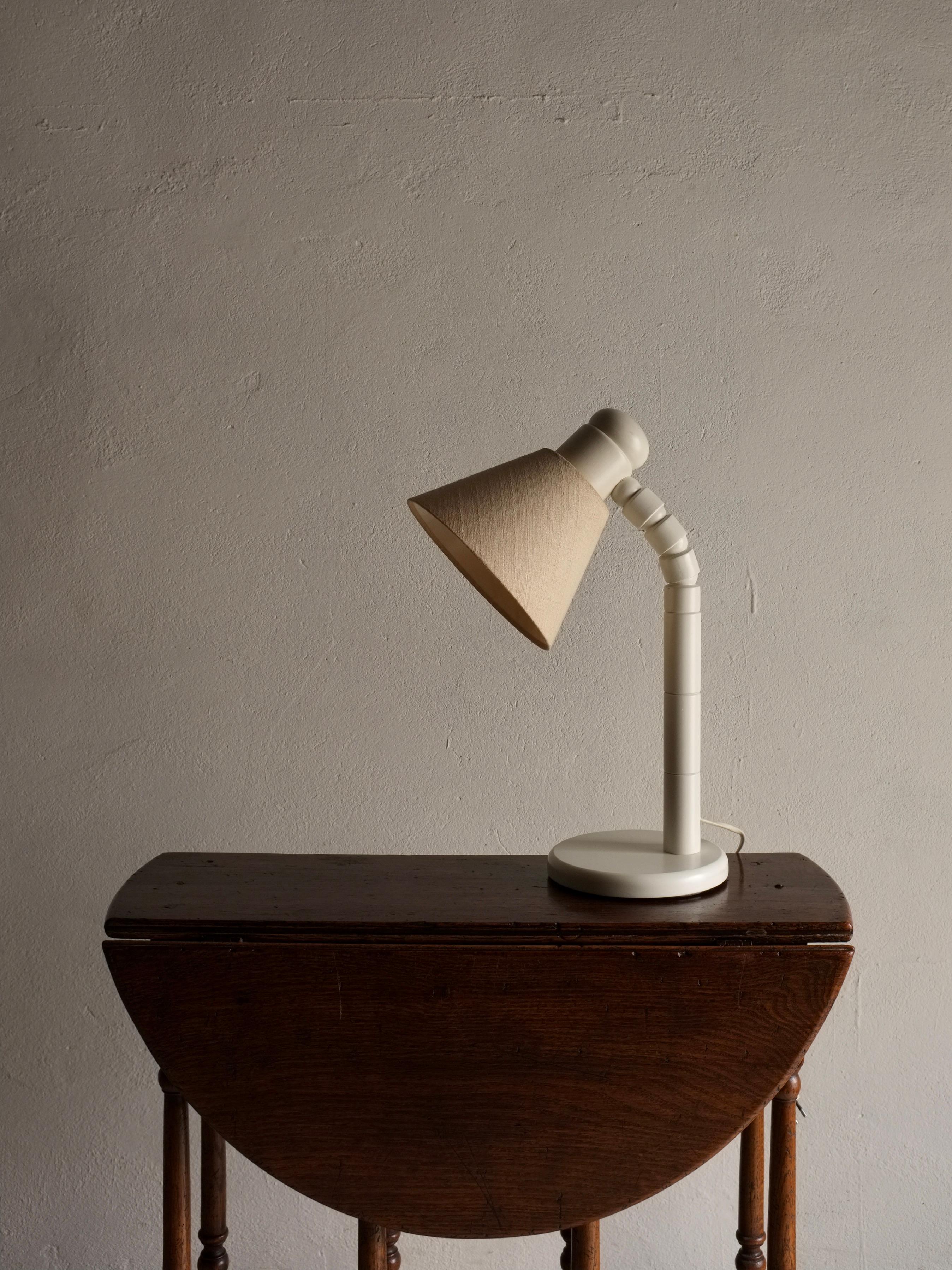 Swedish White Carved Wood Table Lamp, Sweden 1960s For Sale