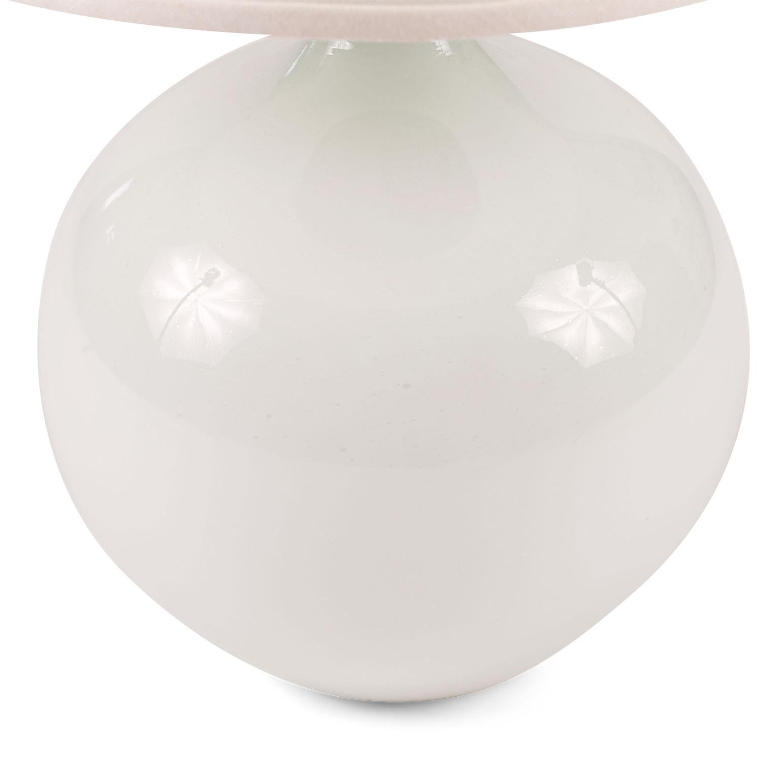 Swedish White Cased Glass Spherical Table Lamp