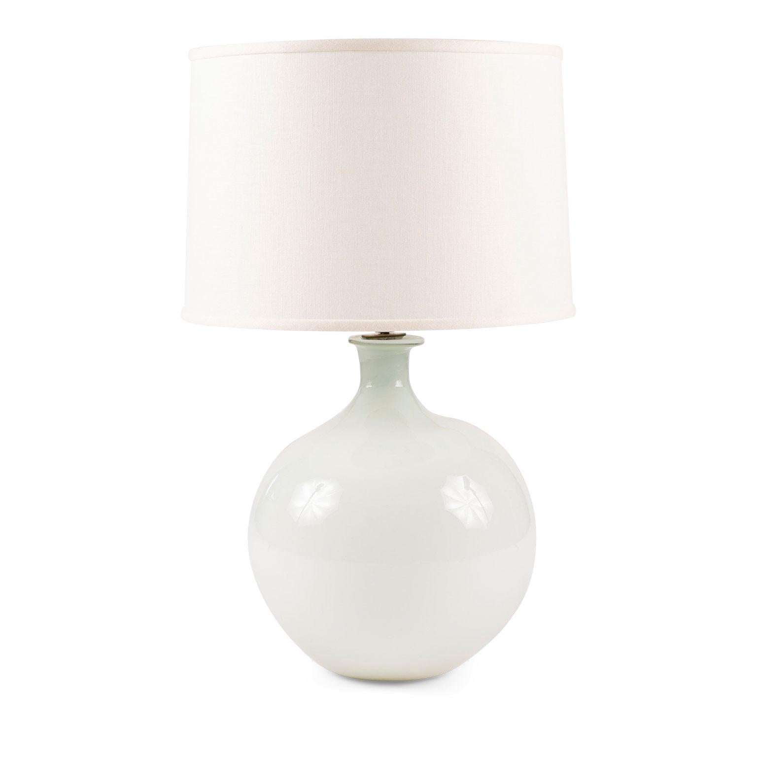 White Cased Glass Spherical Table Lamp In Good Condition In Houston, TX