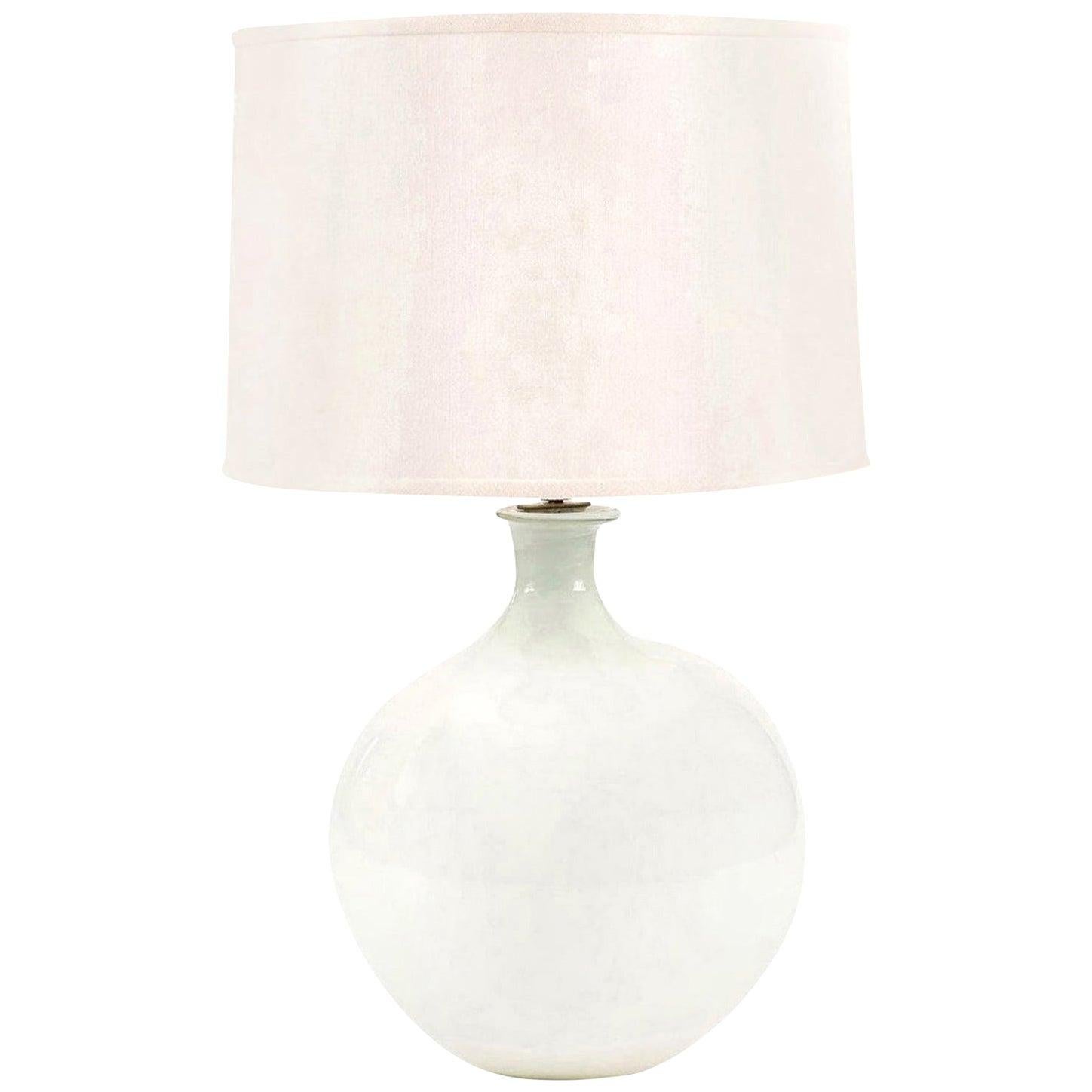 Late 20th Century White Cased Glass Spherical Table Lamp