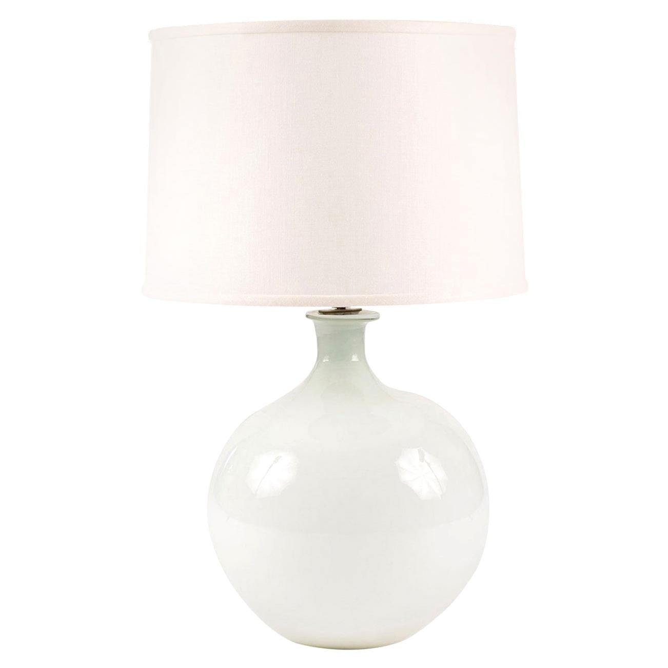 White Cased Glass Spherical Table Lamp