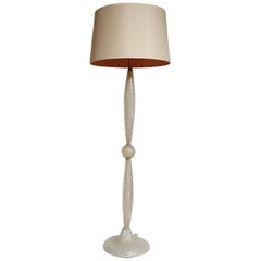 White Cased Murano Glass Floor Lamp with Gold Leaf Inclusions, circa 1950