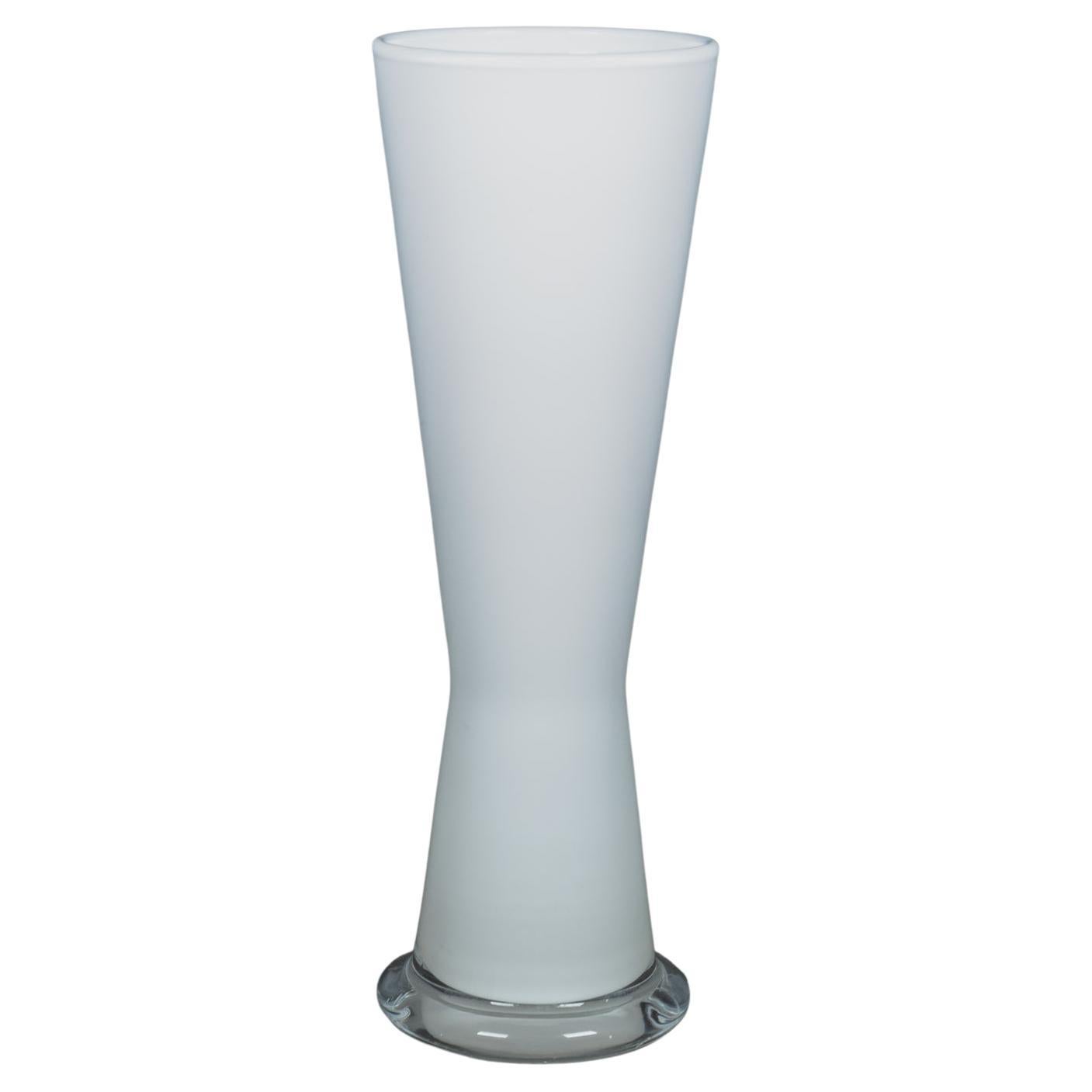 White Cased Orrefors Vase, Signed, Sweden For Sale