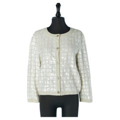 Cardigan en cachemire blanc avec paillettes CHANEL