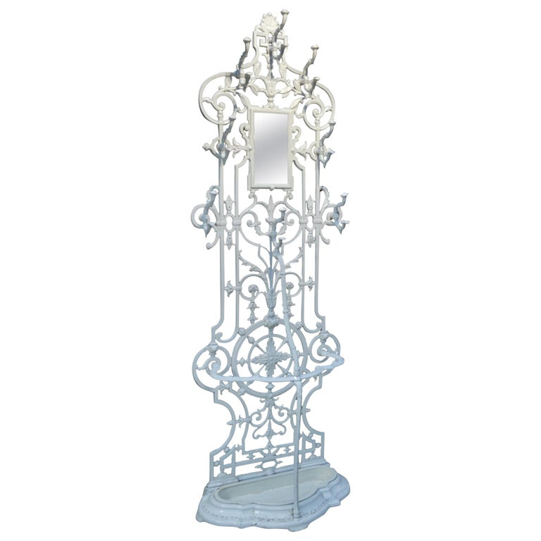 White Cast Iron Coat Rack Umbrella Stand 1920 White Cast Iron Coat Rack Umbrella Stand 1920